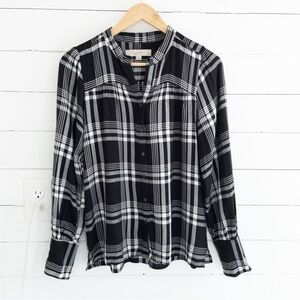 Loft Black & White Plaid Button Down Shirt